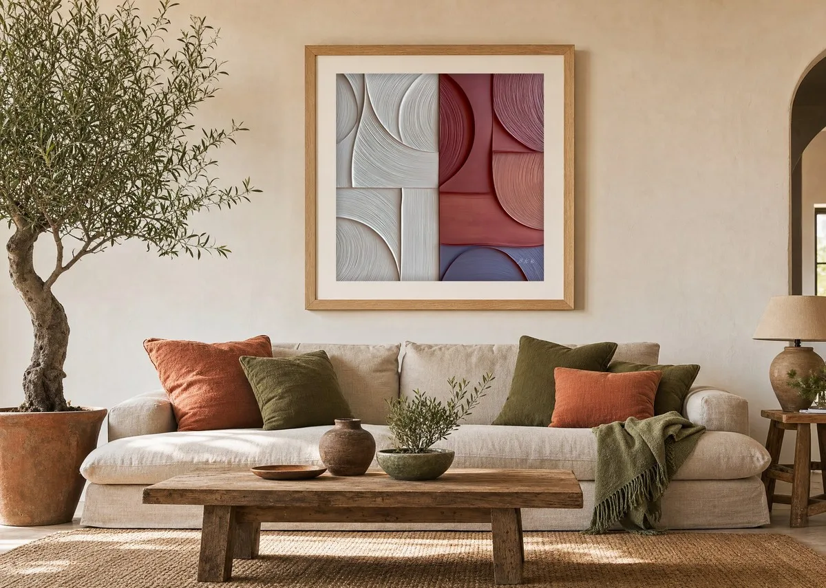 Ivory Meets Brick by Bassem, art print shown framed on a wall