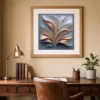 Glinting Fan of Leaves by Bassem, art print shown framed on a wall