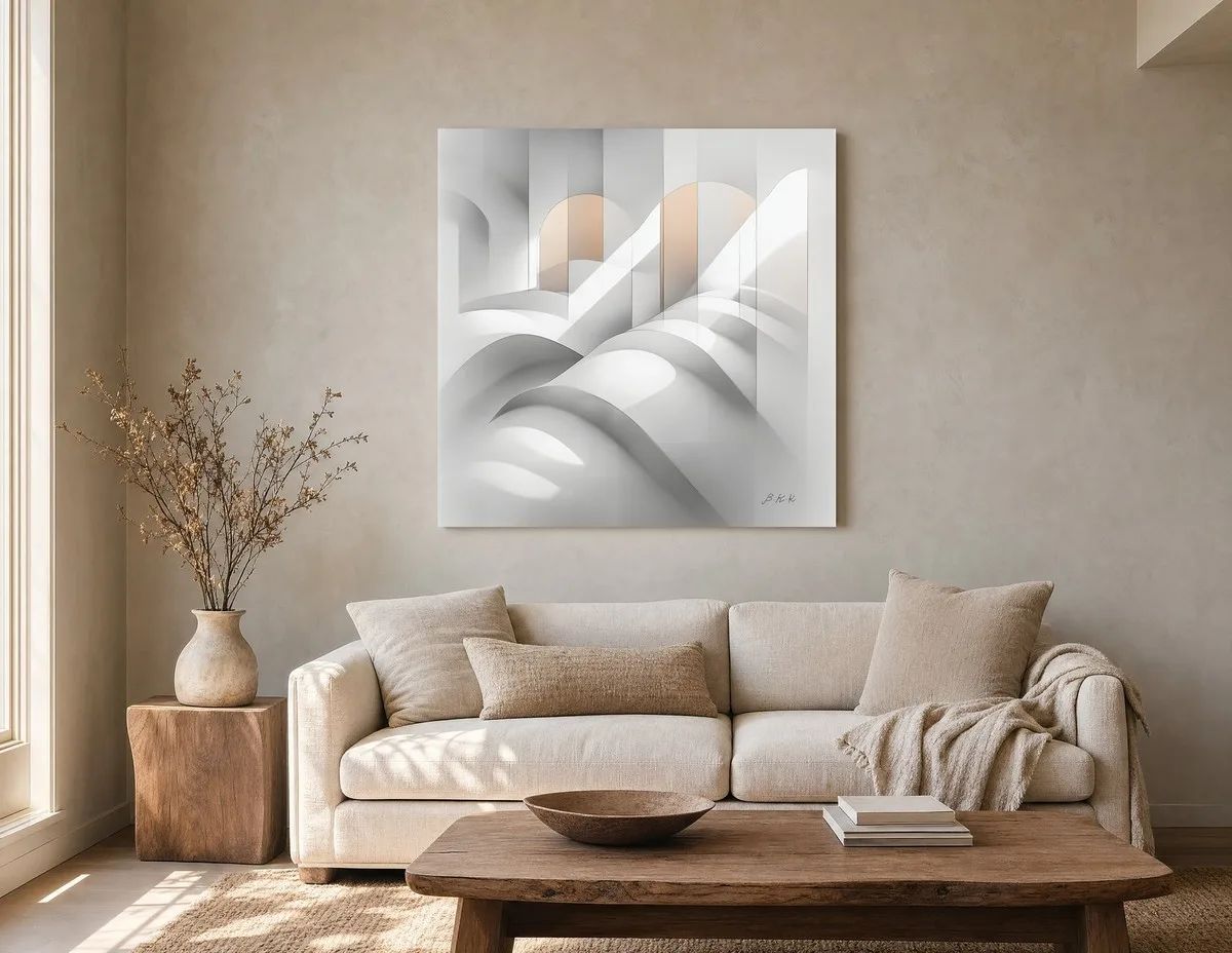 Windows Over White Hills by Bassem, canvas on a wall