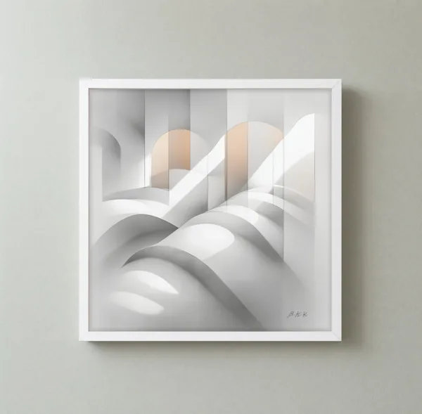 ba-0264-windows-over-white-hills-framed-3-thin-closeup-white-v4 Windows Over White Hills by Bassem, framed print on a wall