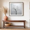 Feathered White Palm by Bassem, art print shown framed on a wall