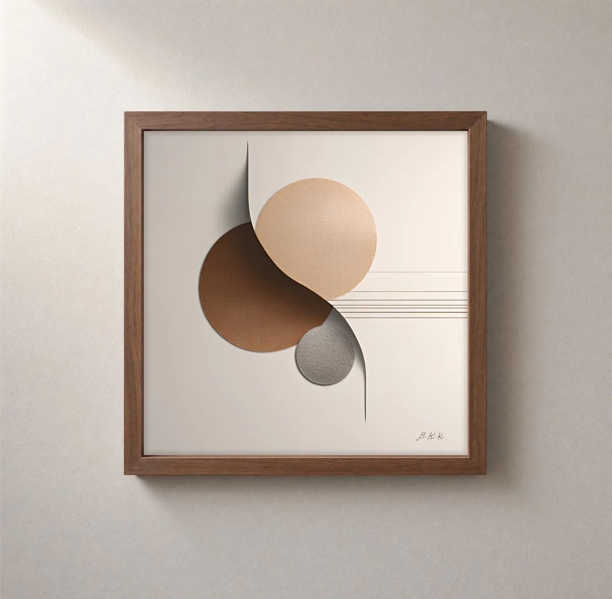 Overlapping Sand Moons by Bassem, framed print on a wall
