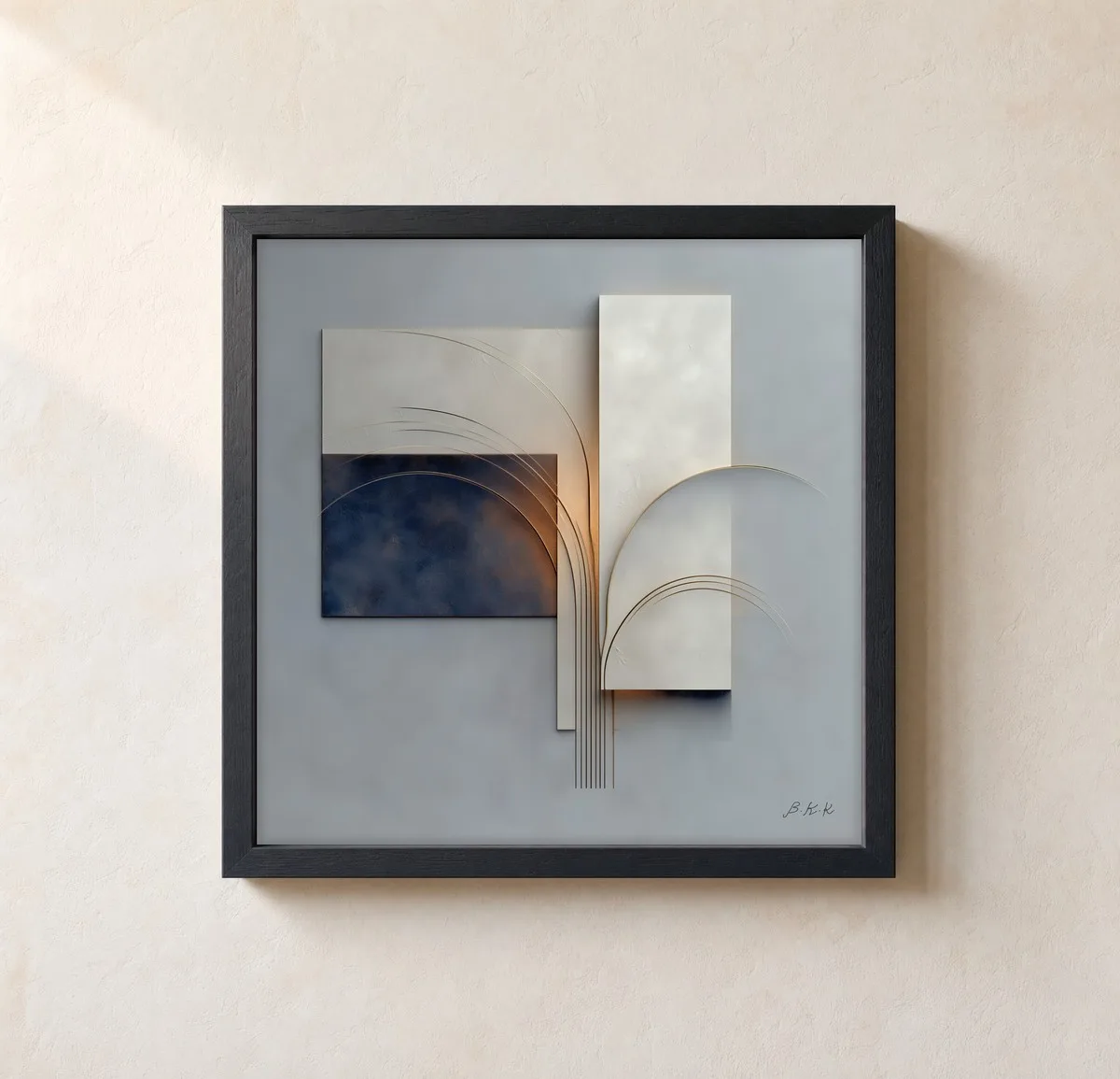 Glow Between Panels by Bassem, framed print on a wall