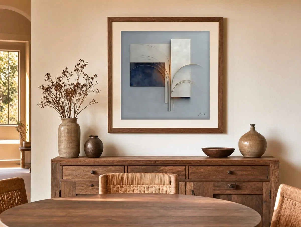 Glow Between Panels by Bassem, art print shown framed on a wall