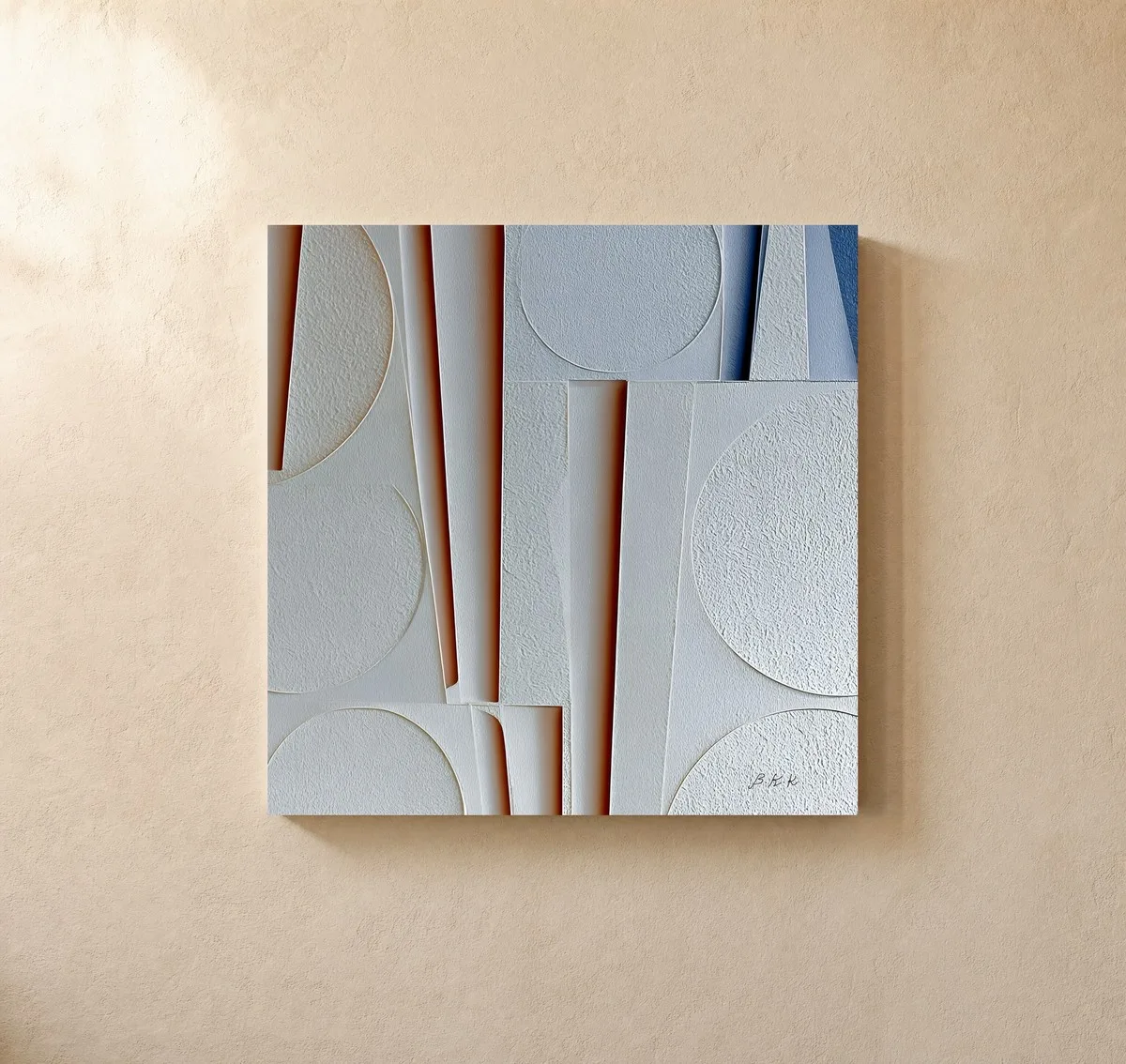 Chalk Moons on Panels by Bassem, canvas on a wall
