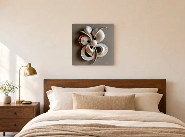 Ivory Whirl Blossom by Bassem, canvas on a wall