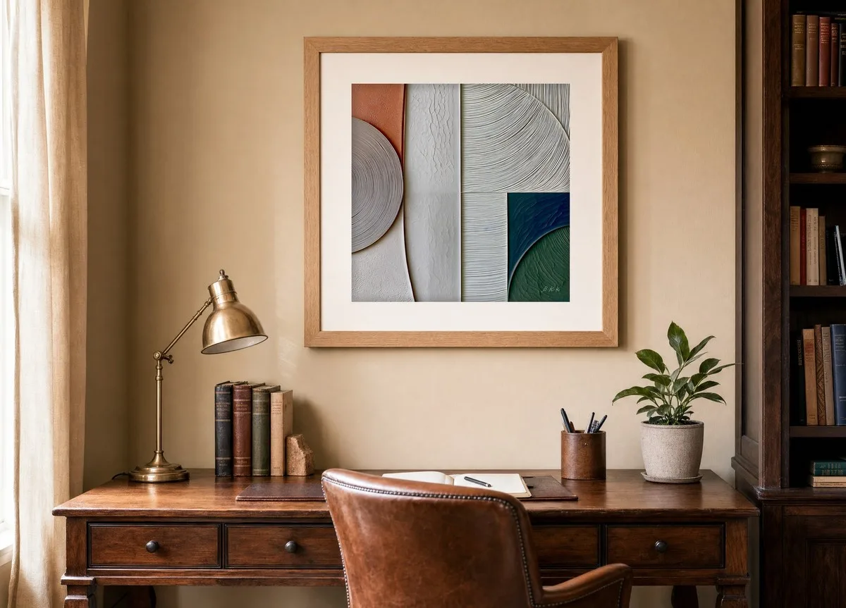 Forest Green Corner by Bassem, art print shown framed on a wall