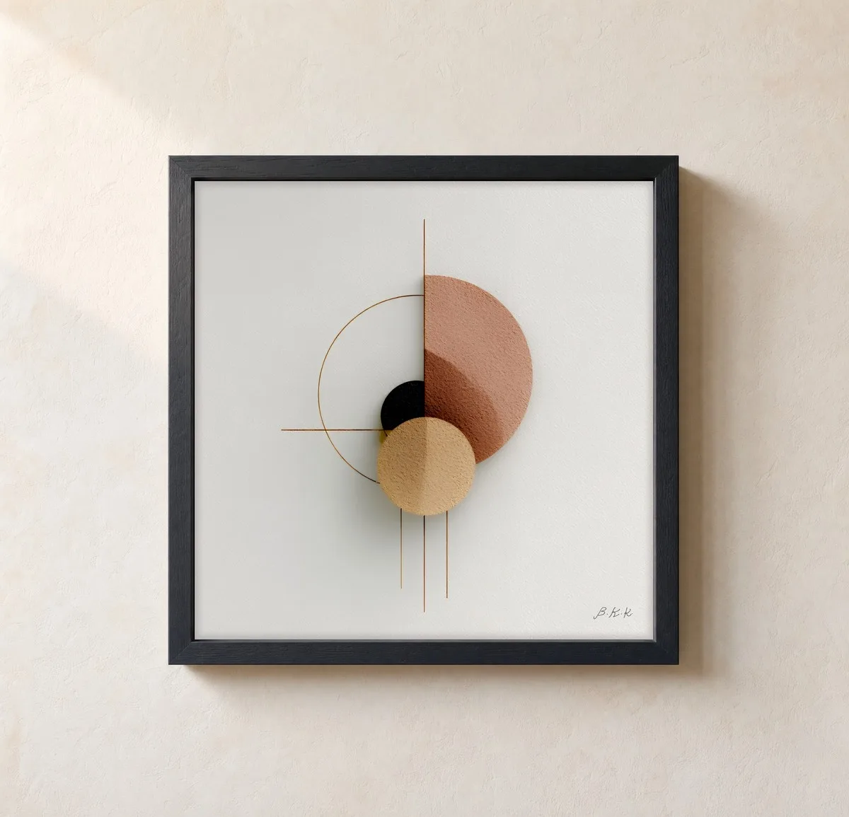 Clay Half Moon by Bassem, framed print on a wall