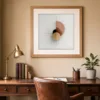 ba-0275-clay-half-moon-print-3-room-study-oak-v4 Clay Half Moon by Bassem, art print shown framed on a wall