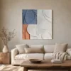 Blue Leaf Quadrants by Bassem, canvas on a wall