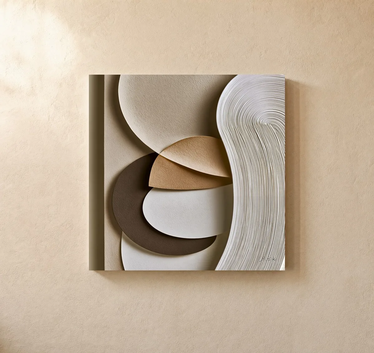 Pebbles and Combed Ribbon by Bassem, canvas on a wall
