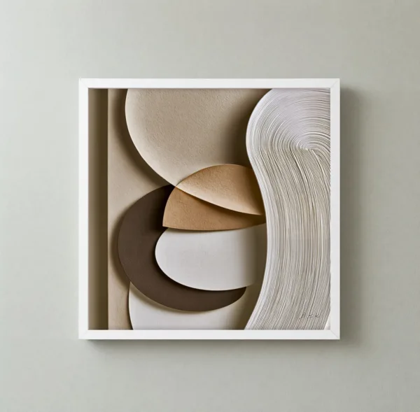 Pebbles and Combed Ribbon by Bassem, framed print on a wall