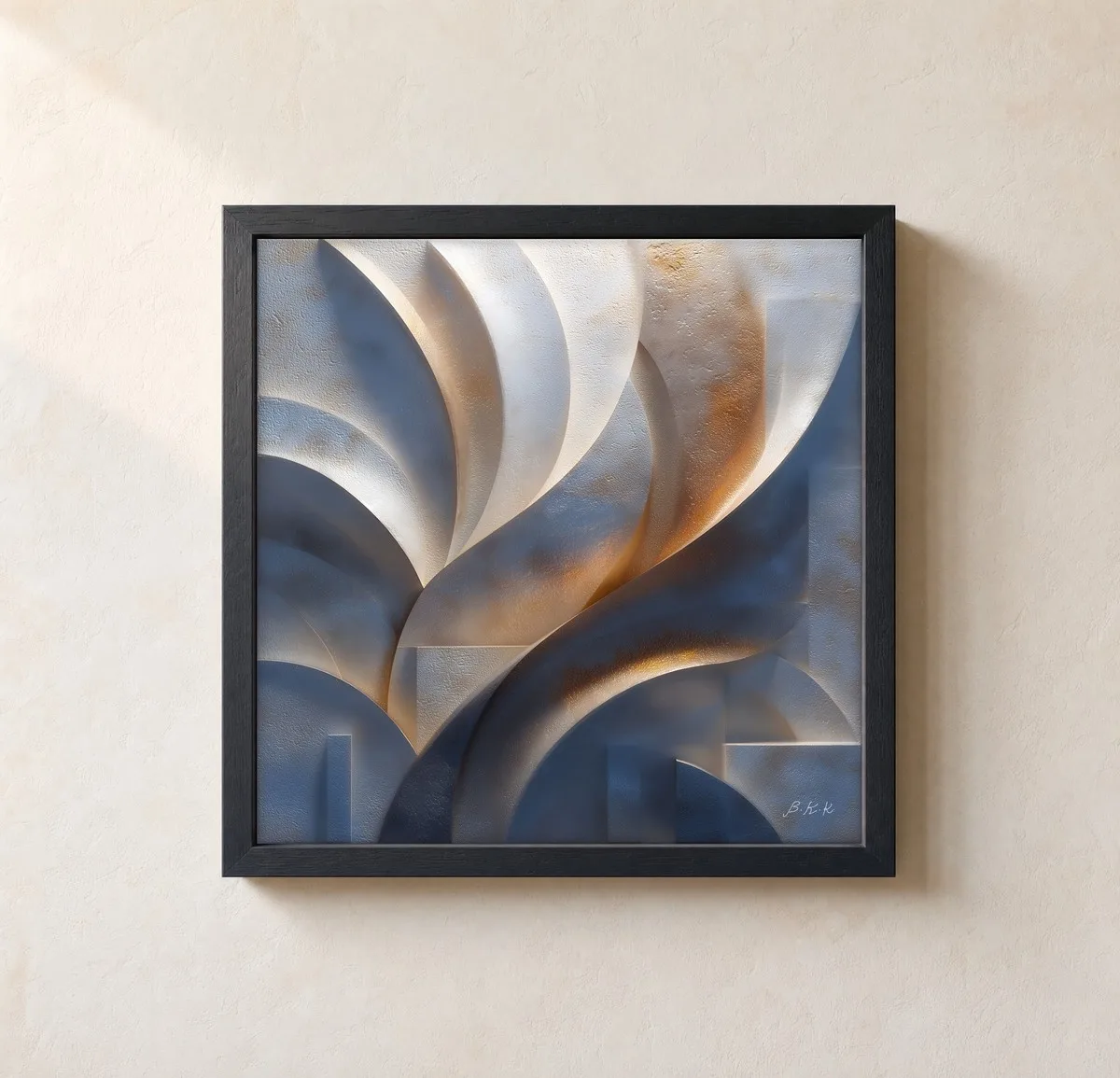 Slate Sweep at Daybreak by Bassem, framed print on a wall