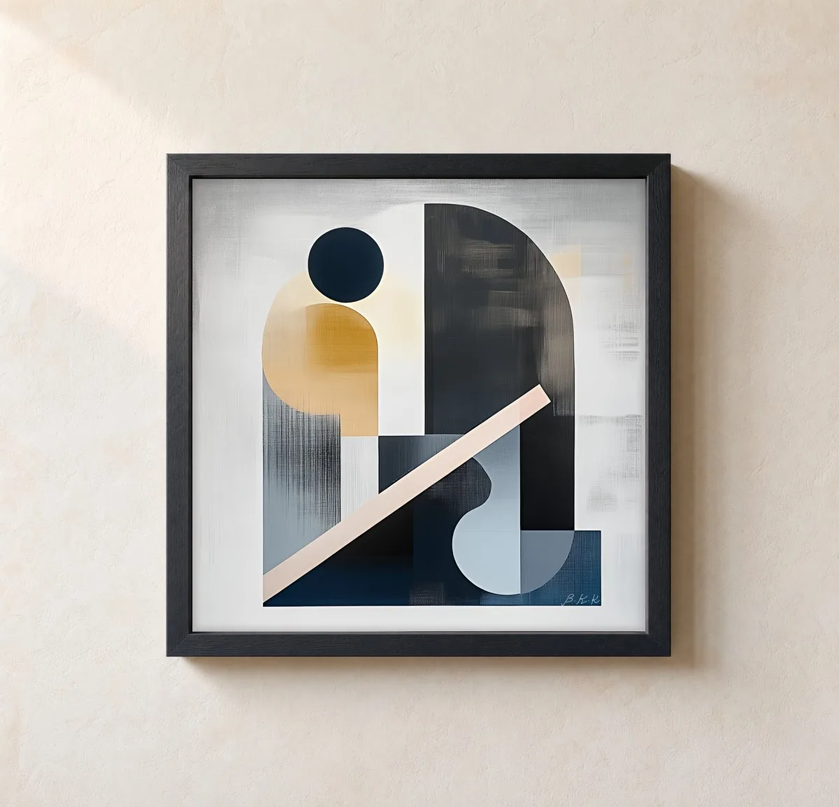 Blush Bar Across Arch by Bassem, framed print on a wall