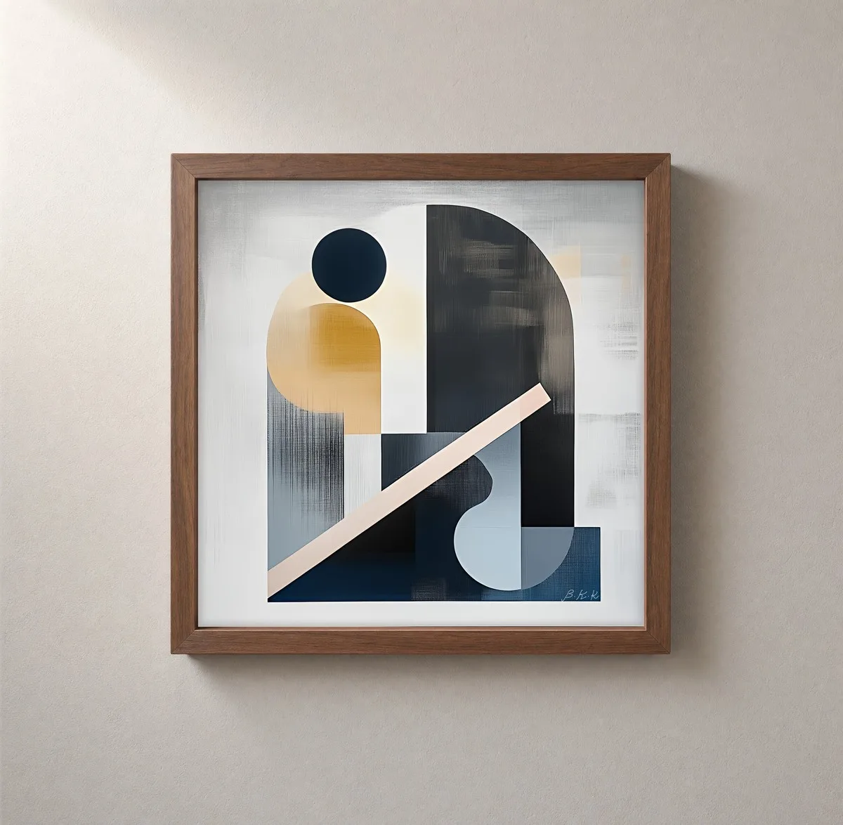 Blush Bar Across Arch by Bassem, framed print on a wall