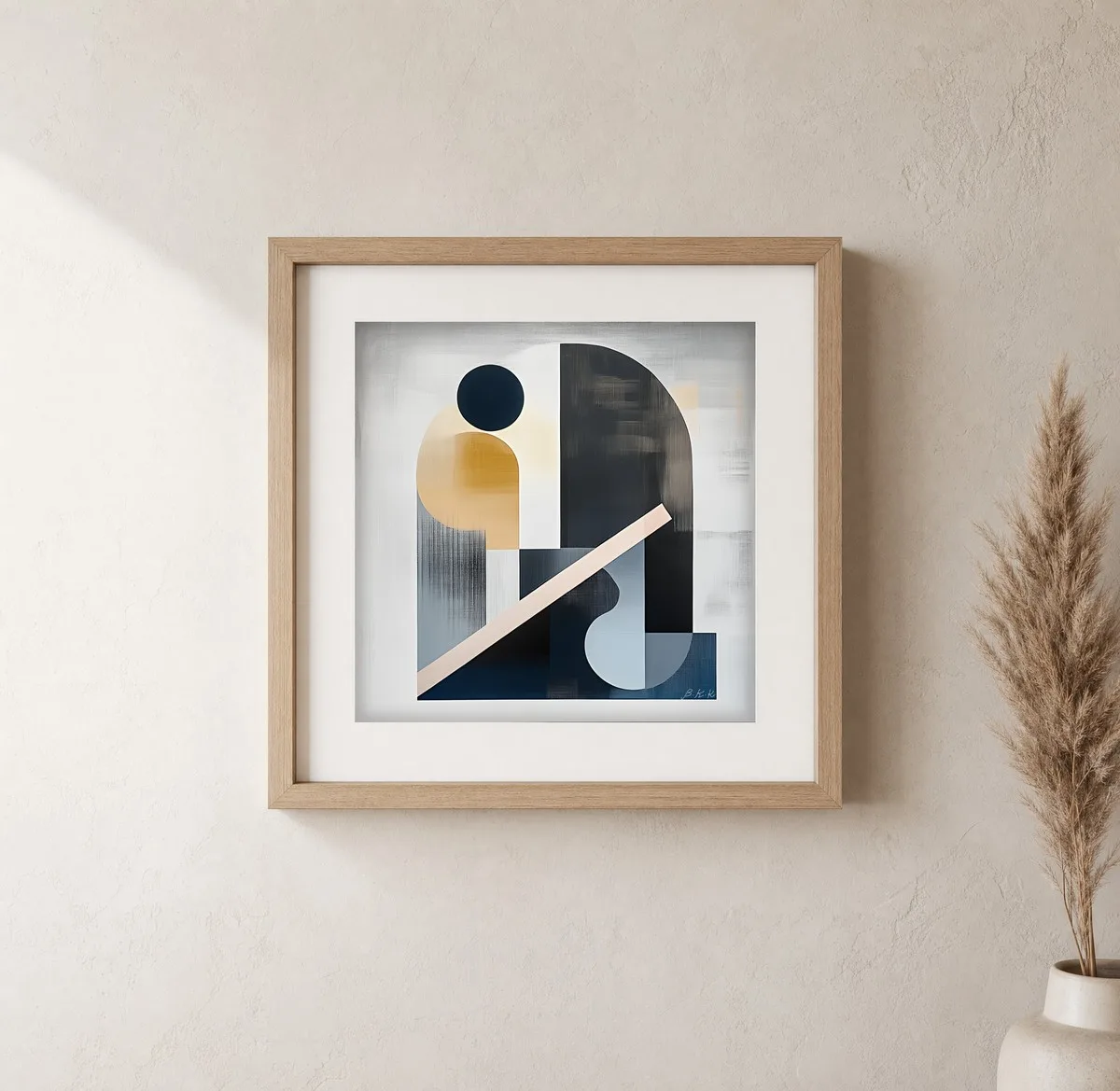 Blush Bar Across Arch by Bassem, art print shown framed on a wall