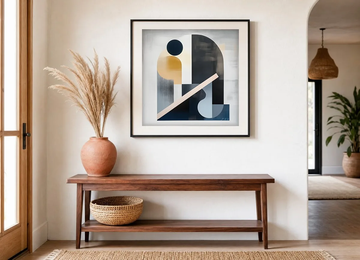 Blush Bar Across Arch by Bassem, art print shown framed on a wall