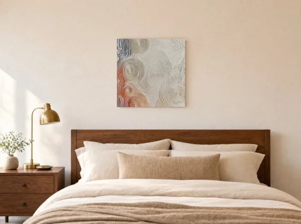Cream Ripple Rings by Bassem, canvas on a wall