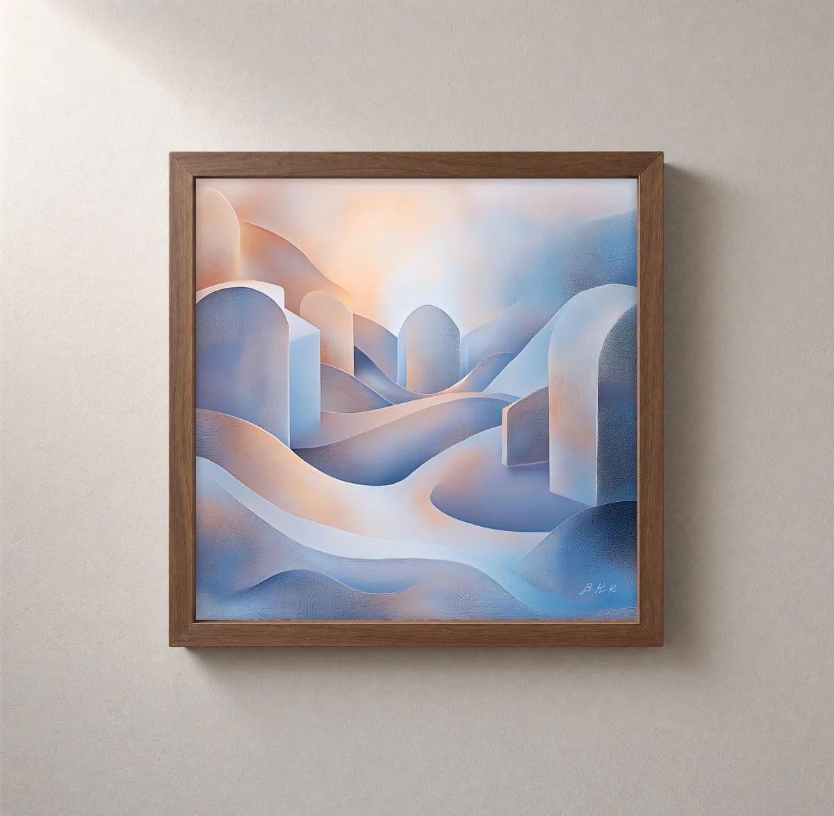 Daybreak Over the Dunes by Bassem, framed print on a wall