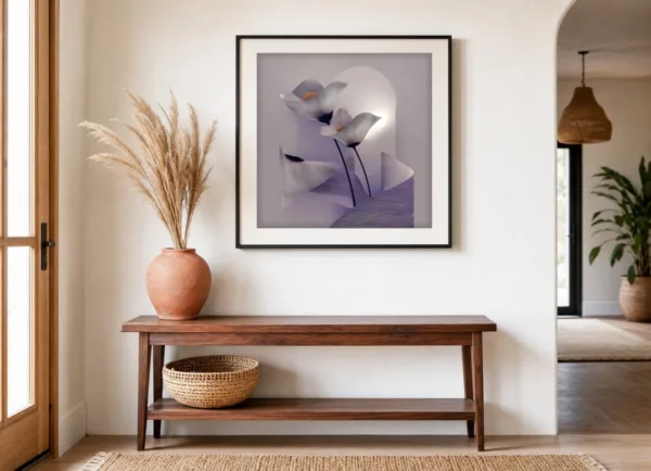 ba-0285-callas-before-the-arch-print-3-room-entryway-black-v4 Callas Before the Arch by Bassem, art print shown framed on a wall