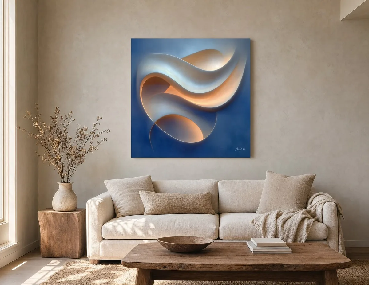 Curl of Apricot Light by Bassem, canvas on a wall