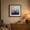 Carved Iris Plume by Bassem, art print shown framed on a wall