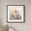 Bowed Cream Blossoms by Bassem, art print shown framed on a wall