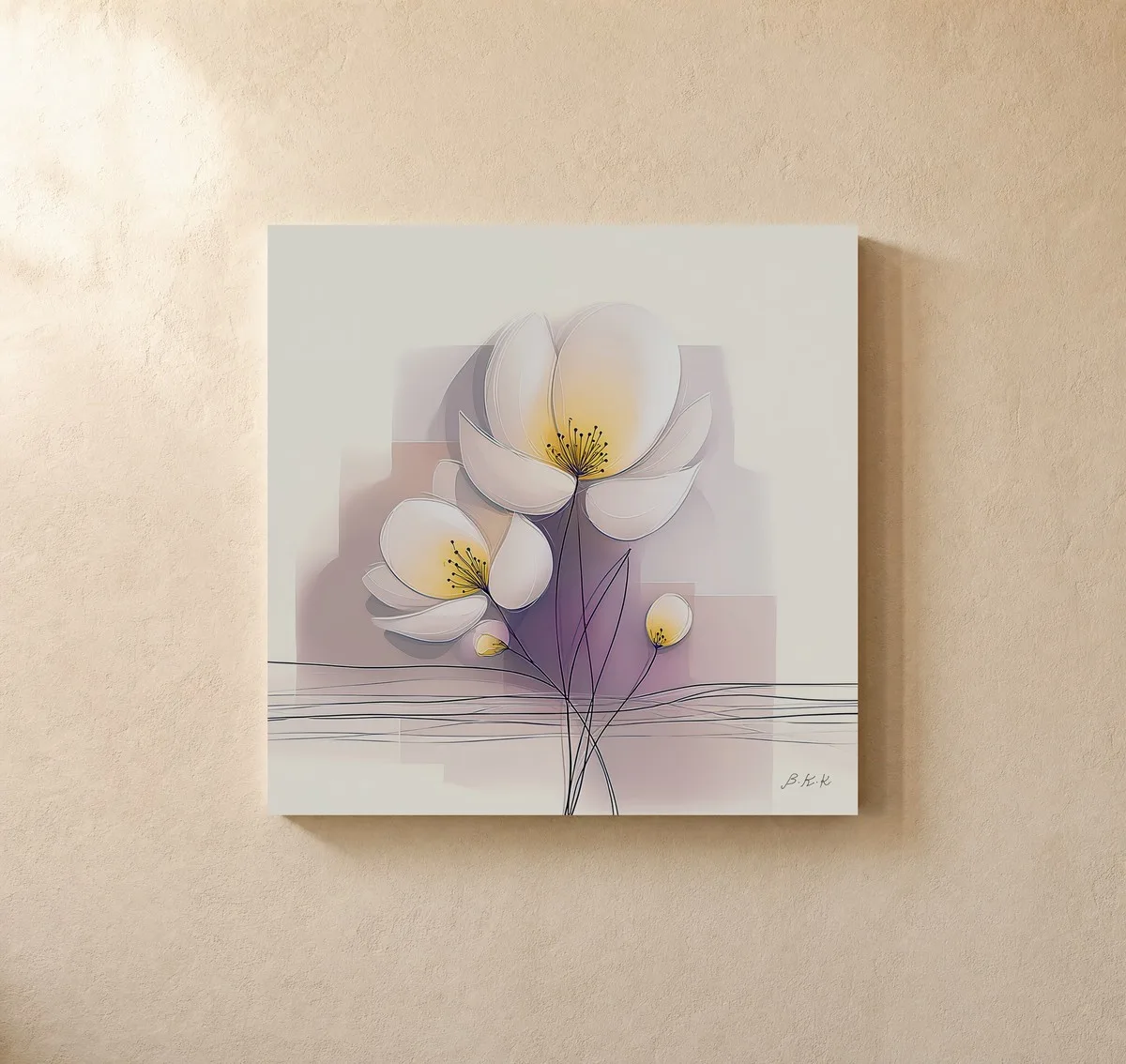 Yellow-Hearted Blossoms by Bassem, canvas on a wall