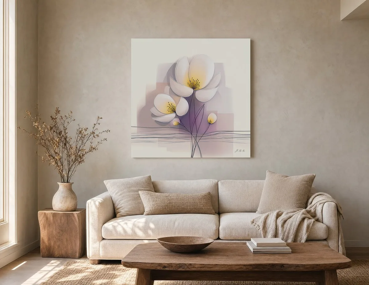 Yellow-Hearted Blossoms by Bassem, canvas on a wall