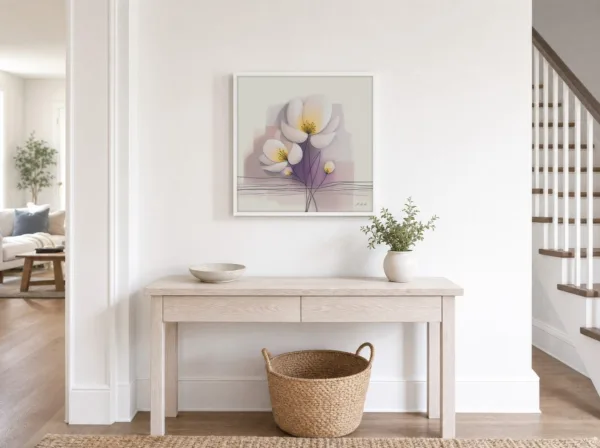 Yellow-Hearted Blossoms by Bassem, framed print on a wall