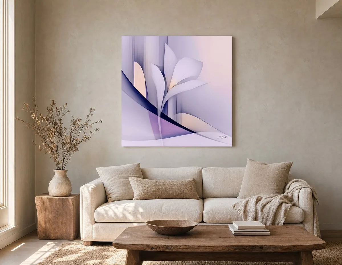 Lone Lily in Lilac by Bassem, canvas on a wall