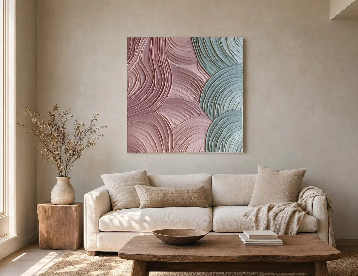 Where Rose Meets Sage by Bassem, canvas on a wall