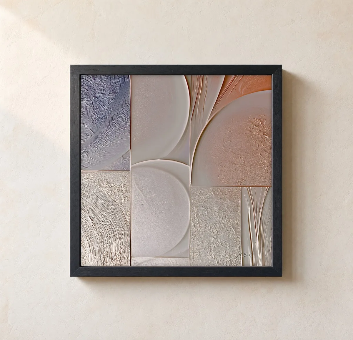 Panels of Warm Chalk by Bassem, framed print on a wall