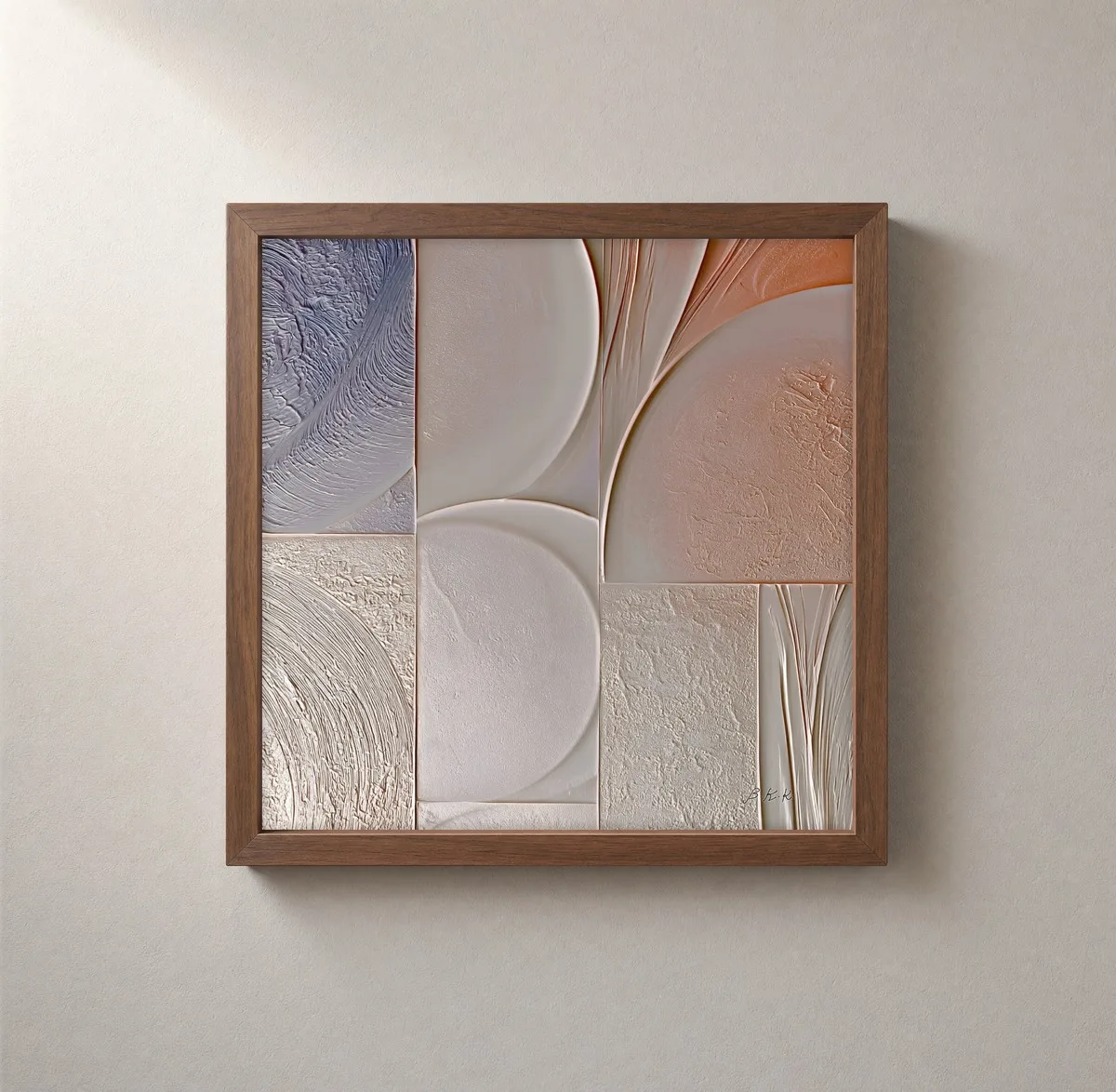 Panels of Warm Chalk by Bassem, framed print on a wall