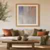 ba-0298-panels-of-warm-chalk-print-2-room-living-oak-v4 Panels of Warm Chalk by Bassem, art print shown framed on a wall