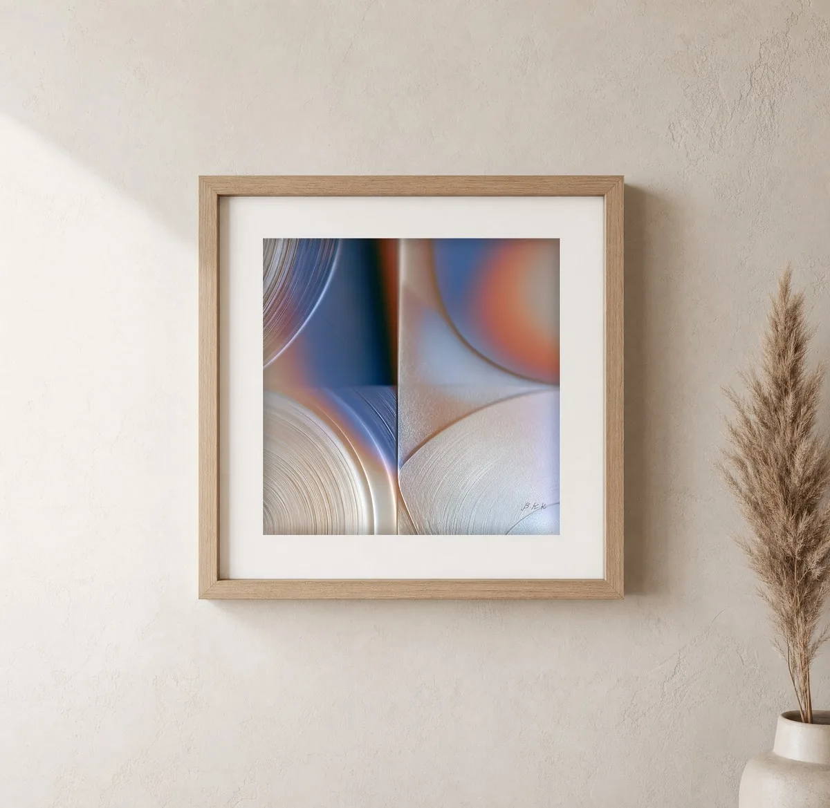 Combed Rings at Dusk by Bassem, art print shown framed on a wall