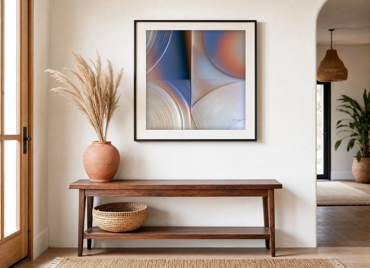 Combed Rings at Dusk by Bassem, art print shown framed on a wall