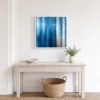 Blue Linen Haze by Bassem, framed print on a wall