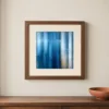 Blue Linen Haze by Bassem, art print shown framed on a wall
