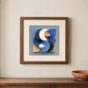 ba-0305-interlocked-crescents-print-1-closeup-walnut-v4 Interlocked Crescents by Bassem, art print shown framed on a wall