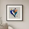 ba-0306-suspended-triangles-print-1-closeup-black-v4 Suspended Triangles by Bassem, art print shown framed on a wall