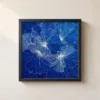 Blossoms Drawn in White by Bassem, framed print on a wall