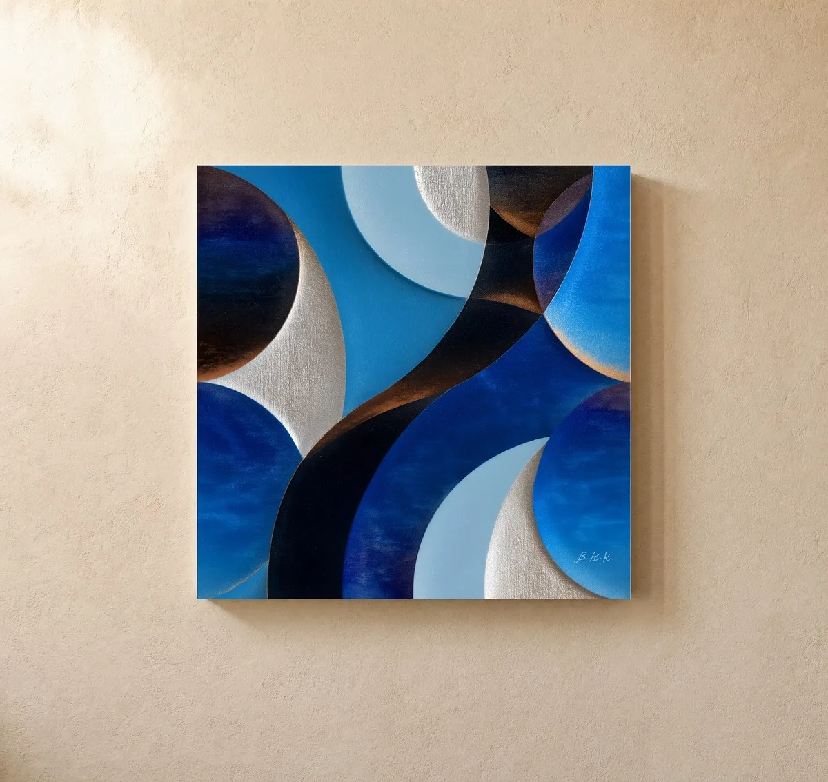 Silver Crescents at Night by Bassem, canvas on a wall