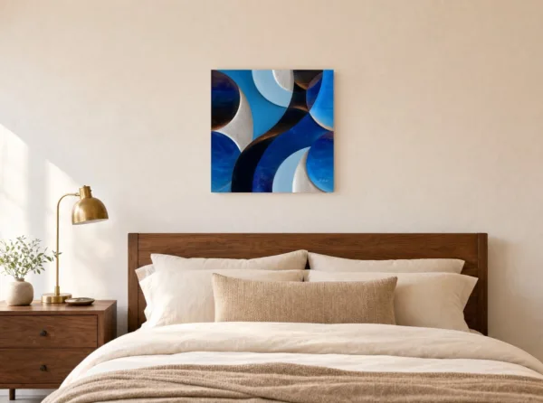 Silver Crescents at Night by Bassem, canvas on a wall