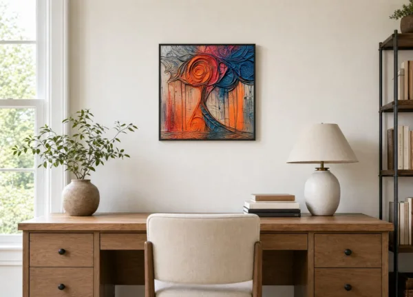 ba-0316-rosette-above-the-rain-framed-4-thin-room-office-black-v4 Rosette Above the Rain by Bassem, framed print on a wall