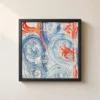 Coral Leaves Among Scrolls by Bassem, framed print on a wall