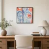 Coral Leaves Among Scrolls by Bassem, framed print on a wall