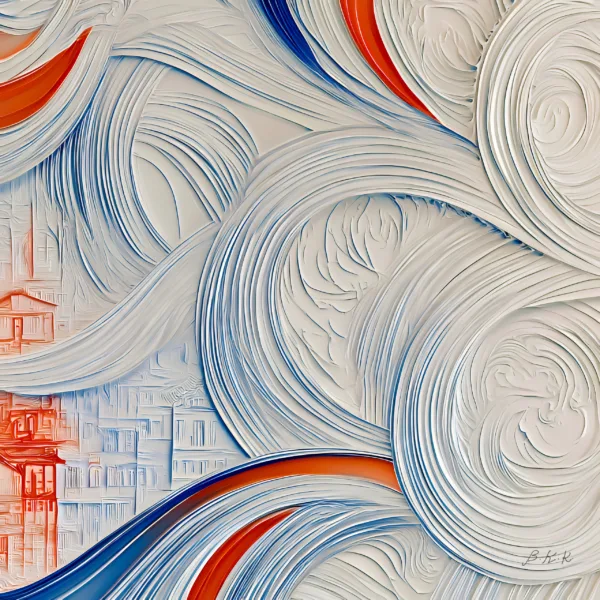 Houses Behind White Waves by Bassem, the full artwork