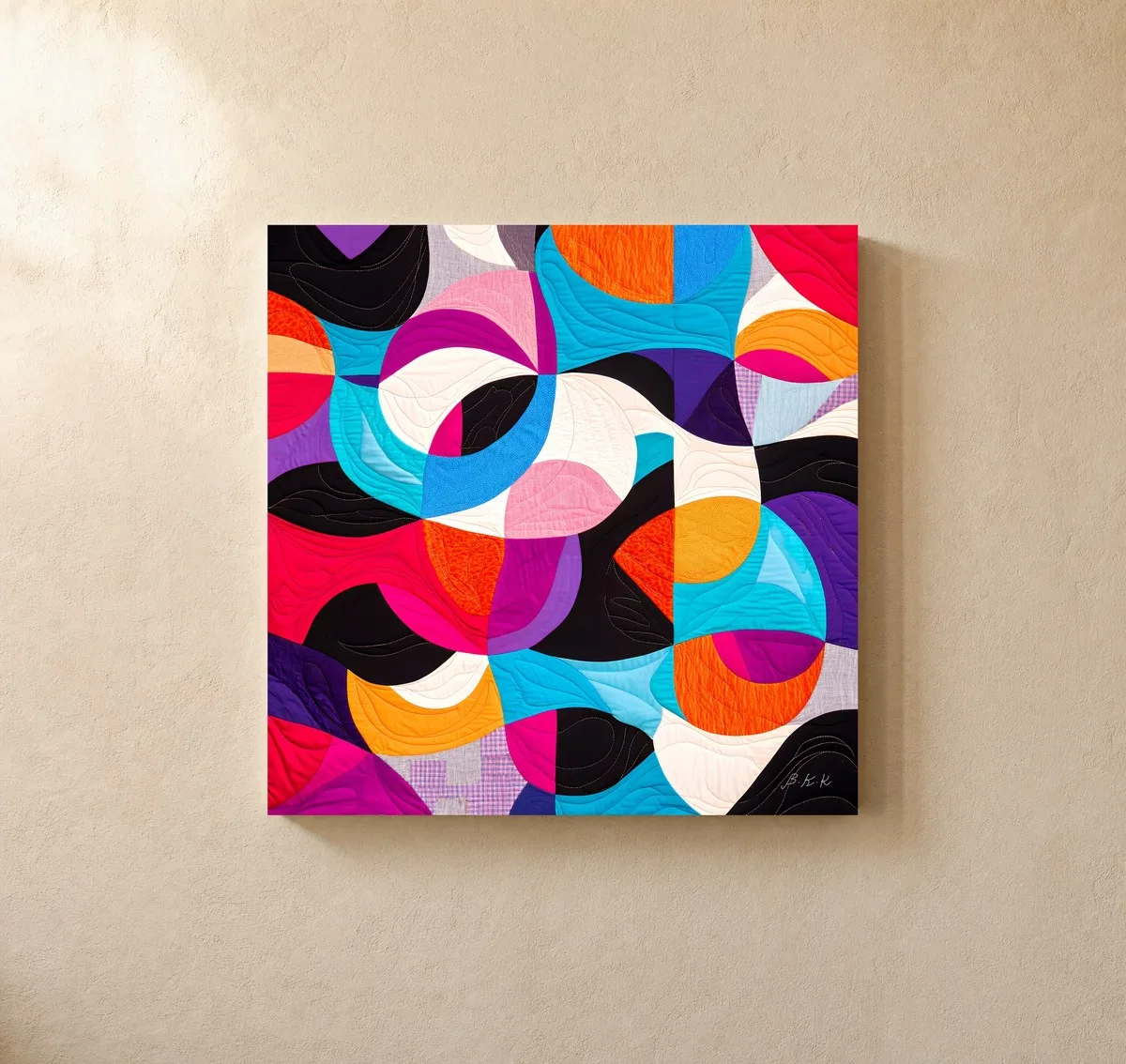 The Patchwork Whirl by Bassem, canvas on a wall