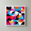 ba-0324-the-patchwork-whirl-framed-3-thin-closeup-white-v4 The Patchwork Whirl by Bassem, framed print on a wall